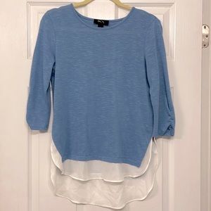 Light Blue Layered BCX Top with 3/4 Sleeves - Small